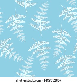 Vector botanical illustration of fern leaf. Isolated outline modern drawing of tropical plant. Set of exotic fern leaves silhouettes. 