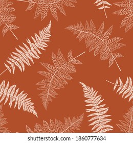 Vector Botanical Illustration Of Fern Leaf. Isolated Outline Modern Drawing Of Tropical Plant. Set Of Exotic Fern Leaves Silhouettes. Simple Linear  Minimalist Boho Pattern.