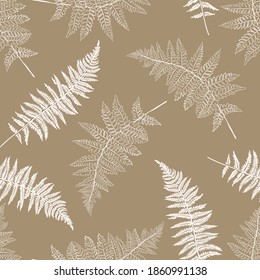 Vector Botanical Illustration Of Fern Leaf. Isolated Outline Modern Drawing Of Tropical Plant. Set Of Exotic Fern Leaves Silhouettes. Simple Linear  Minimalist Boho Pattern.