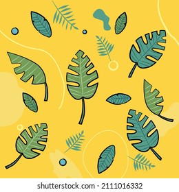 Ilustración botánica vectorial. Sale sobre un fondo amarillo. Adecuado para postales de verano y primavera, afiches. Patrón.