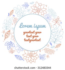 Vector botanical illustration.Template card invitation banner wi