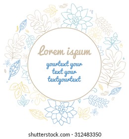 Vector botanical illustration.Template card invitation banner wi