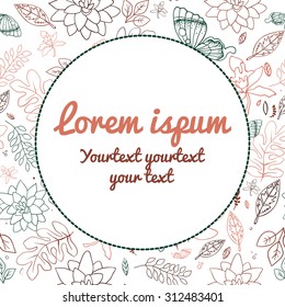 Vector botanical illustration.Template card invitation banner wi