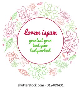Vector botanical illustration.Template card invitation banner wi