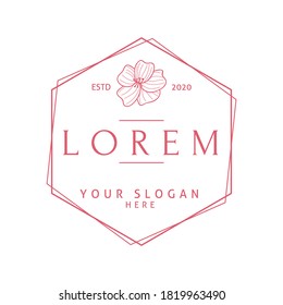 Vector botanical logo design templates in trendy line art minimal style. Emblem or frame symbols label for cosmetics, wedding, skincare and natural products.