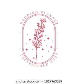 Vector botanical logo design templates in trendy line art minimal style. Emblem or frame symbols label for cosmetics, wedding, skincare and natural products.