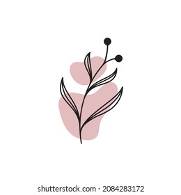 Vector botanical logo template in elegant hand draw and minimal style. Isolated object  flower.For badges  logotypes and branding 
