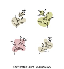 Vektor botanisches Logo Vorlage in eleganter Handzeichnung und minimalem Stil. Einzelobjektblume.Für Abzeichen-Logotypen und Branding 