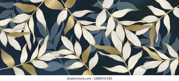 Vector botanical luxury background with golden branches and leaves for decor, covers, backgrounds, wallpapers, cards and presentations