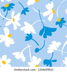 
Vector botanical seamless pattern. Background with plane daisies. Elegant summer flowers. Good for textile design, fabric, clothes, surface, wallpaper.