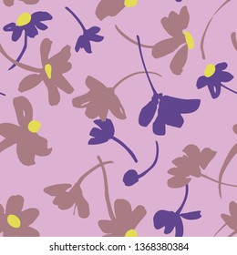 Vector botanical seamless pattern. Background with plane daisies. Elegant summer flowers. Good for textile design, fabric, clothes, surface, wallpaper.