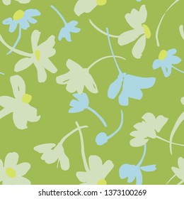 Vector botanical seamless pattern. Background with plane daisies. Elegant summer flowers. Good for textile design, fabric, clothes, surface, wallpaper.
