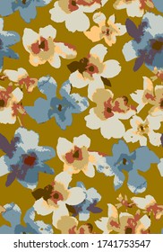 Vector botanical seamless pattern. Flower buds drawn by watercolor paints. Floral texture.