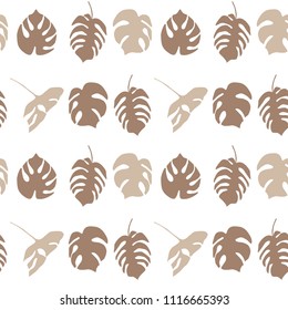 Vector botanical seamless pattern with  hand drawn monstera leaves.