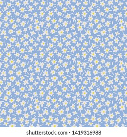 Vector botanical seamless pattern. Small daisies. Flowers in vintage style. Flat Simple floral freehand background for fashion design, textile, fabric, background, wallpaper, surface or wrapping.