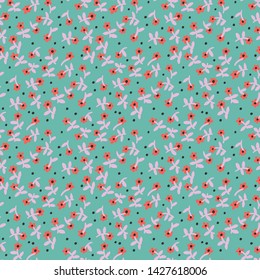 Vector botanical seamless pattern. Small daisies. Flowers in vintage style. Flat Simple floral freehand background for fashion design, textile, fabric, background, wallpaper, surface or wrapping.