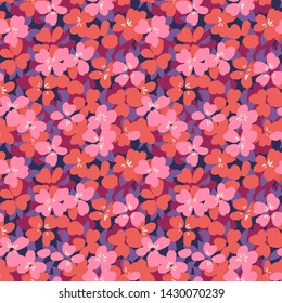 Vector botanical seamless pattern. Small daisies. Glade of wild flowers in vintage style. Flat simple floral freehand background for fashion design, textile, fabric, wallpaper, surface or wrapping.