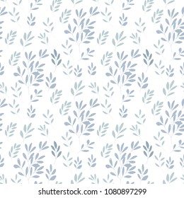 Vector botanical seamless pattern with textured hand drawn twigs.