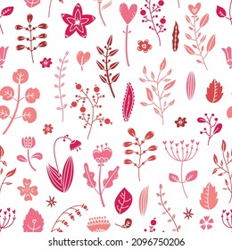 Vector botanical seamless pattern for Valentine's Day