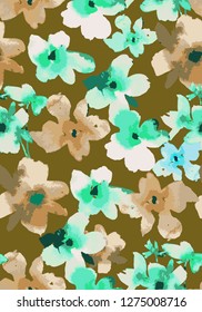 Vector botanical seamless pattern. Watercolor texture rose petals. Illustration with flowers. Artistic ornament for gift wrapping paper, fabric, clothes, textile, surface textures, scrapbook, fashion.