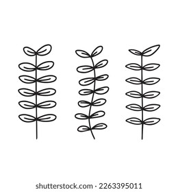 Vector - Botanical set, different hand drawing leaf doodle, floral design, brushes.