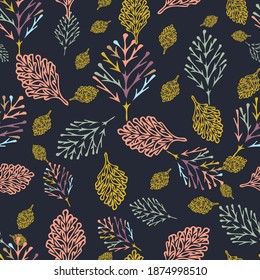 Vector botanical shapes seamless pattern. Suitable for gift bags, wrapping papers, wallpapers, scrapbooking and other design projects. 