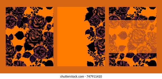 Vector botanical vertical banners with roses flowers. Design for natural cosmetics. Can be used as greeting card or wedding invitation