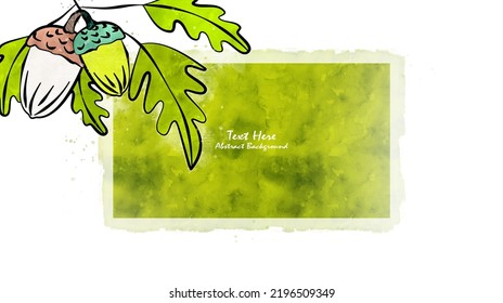 Vektorbotanische Wandkunst mit Akkorn. Minimalistisch und natürlich. Acorn und Line Art Design. Textbereich als Beispiel enthalten.
