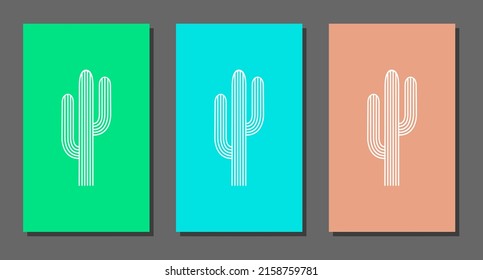Vector botanical wall arts, with cactus. Minimalistic and natural. Cactus and line arts design.