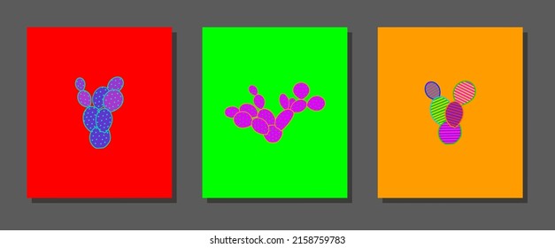 Vector botanical wall arts, with cactus. Minimalistic and natural. Cactus and line arts design.