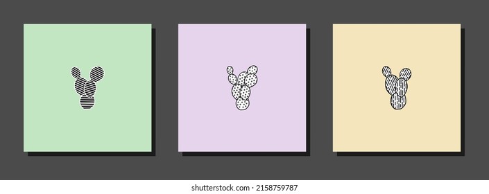 Muros botánicos vectoriales, con cactus. Minimalista y natural. Diseño de cactus y artes de línea.