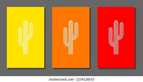 Vector botanical wall arts, with cactus. Minimalistic and natural. Cactus and line arts design.
