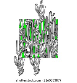 Vektorbotanische Wandkunst mit Kakteen. Minimalistisch und natürlich. Kakteen und Line Arts Design.
