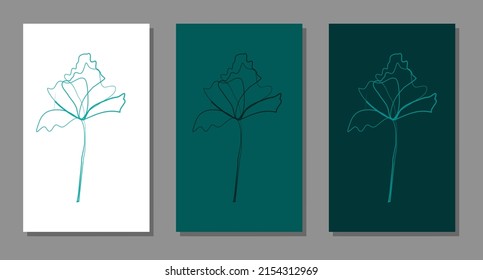 Vector botanical wall arts, with flower. Minimalistic and natural. Flower and line arts design.