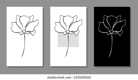 Vector botanical wall arts, with flower. Minimalistic and natural. Flower and line arts design.