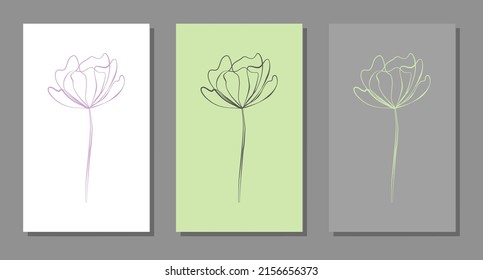 Vector botanical wall arts, with flower. Minimalistic and natural. Flower and line arts design.