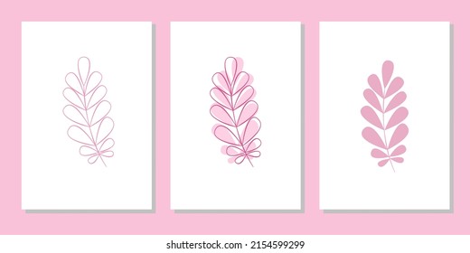 Muros botánicos vectores, con hojas. Minimalista y natural. Diseño de hojas y líneas artísticas.