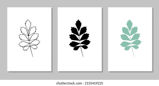 Muros botánicos vectores, con hojas. Minimalista y natural. Diseño de hojas y líneas artísticas.