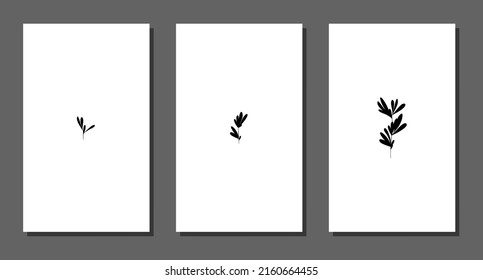 Vector botanical wall arts, with leaves . Minimalistic and natural. Leaves and line arts design.