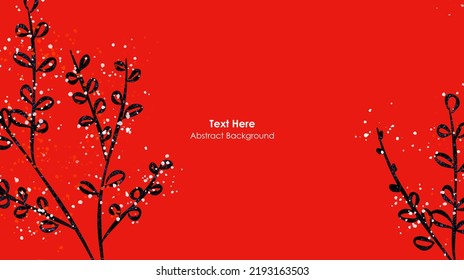 Vektorbotanische Wandkunst mit Blättern. Minimalistisch und natürlich. Blätter und Liniendesign. Textbereich als Beispiel enthalten.