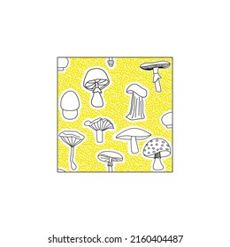 
Vector botanical wall arts, with mushrooms. Minimalistic and natural. Mushrooms and line arts design.
