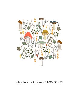 
Muros botánicos vectoriales, con hongos. Minimalista y natural. Los hongos y el diseño de las artes de la línea.

