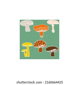 
Muros botánicos vectoriales, con hongos. Minimalista y natural. Los hongos y el diseño de las artes de la línea.
