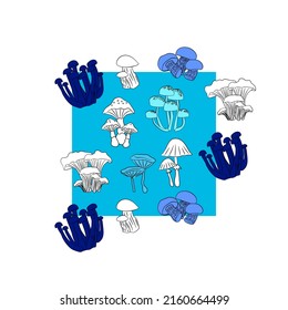 
Vector botanical wall arts, with mushrooms. Minimalistic and natural. Mushrooms and line arts design.
