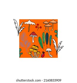 
Vector botanical wall arts, with mushrooms. Minimalistic and natural. Mushrooms and line arts design.
