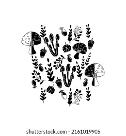 
Muros botánicos vectoriales, con hongos. Minimalista y natural. Los hongos y el diseño de las artes de la línea.
