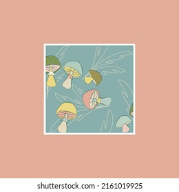 
Vector botanical wall arts, with mushrooms. Minimalistic and natural. Mushrooms and line arts design.

