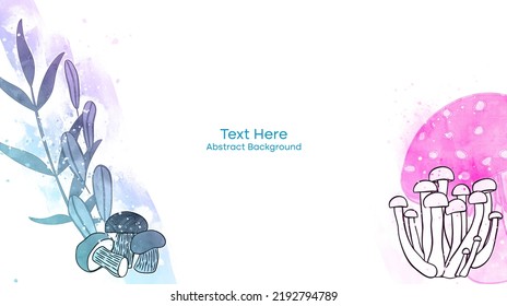 Vector botanical wall arts, with mushrooms. Minimalistic and natural. Mushrooms and line arts design. Sample text area included.