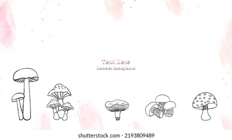 Vector botanical wall arts, with mushrooms. Minimalistic and natural. Mushrooms and line arts design. Sample text area included.