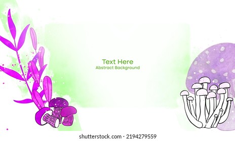 Vector botanical wall arts, with mushrooms. Minimalistic and natural. Mushrooms and line arts design. Sample text area included.
